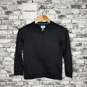 EUC Old Navy Charcoal V-Neck Long Sleeve Pullover Size Youth Large (10-12)